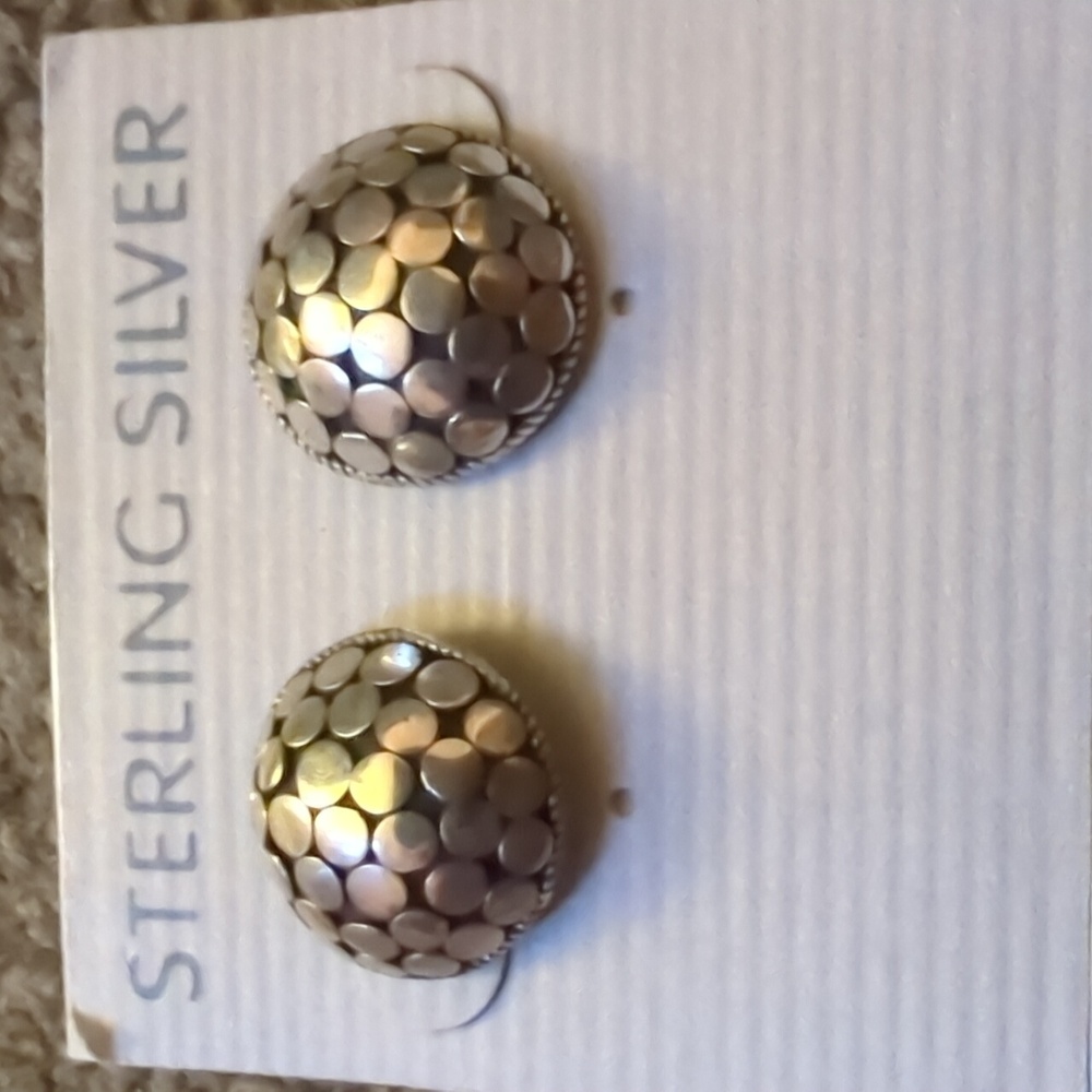 Sterling silver button earrings